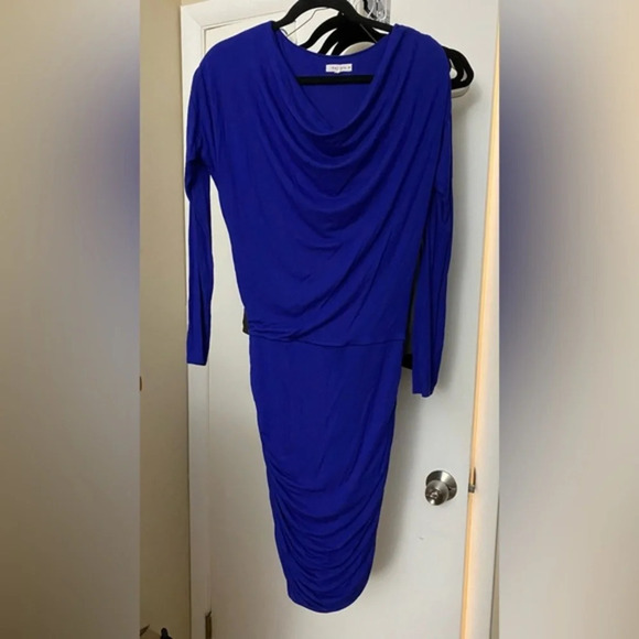 Athleta Dresses & Skirts - Athleta Solstice Cowl Neck Dress Blue Size Small